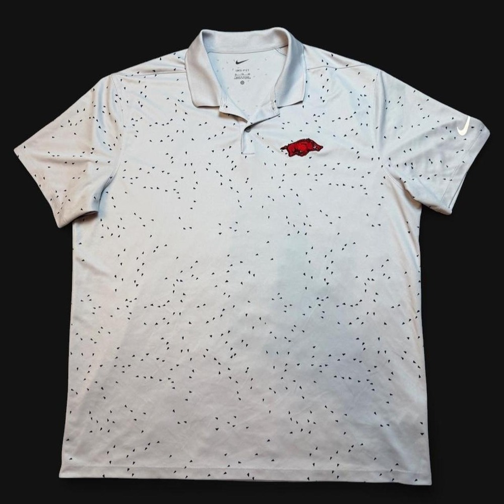 Nike Arkansas Razorbacks gray activewear polo shirt black speckles size XL